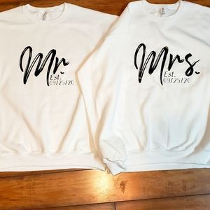 Mr and Mrs sweatshirts